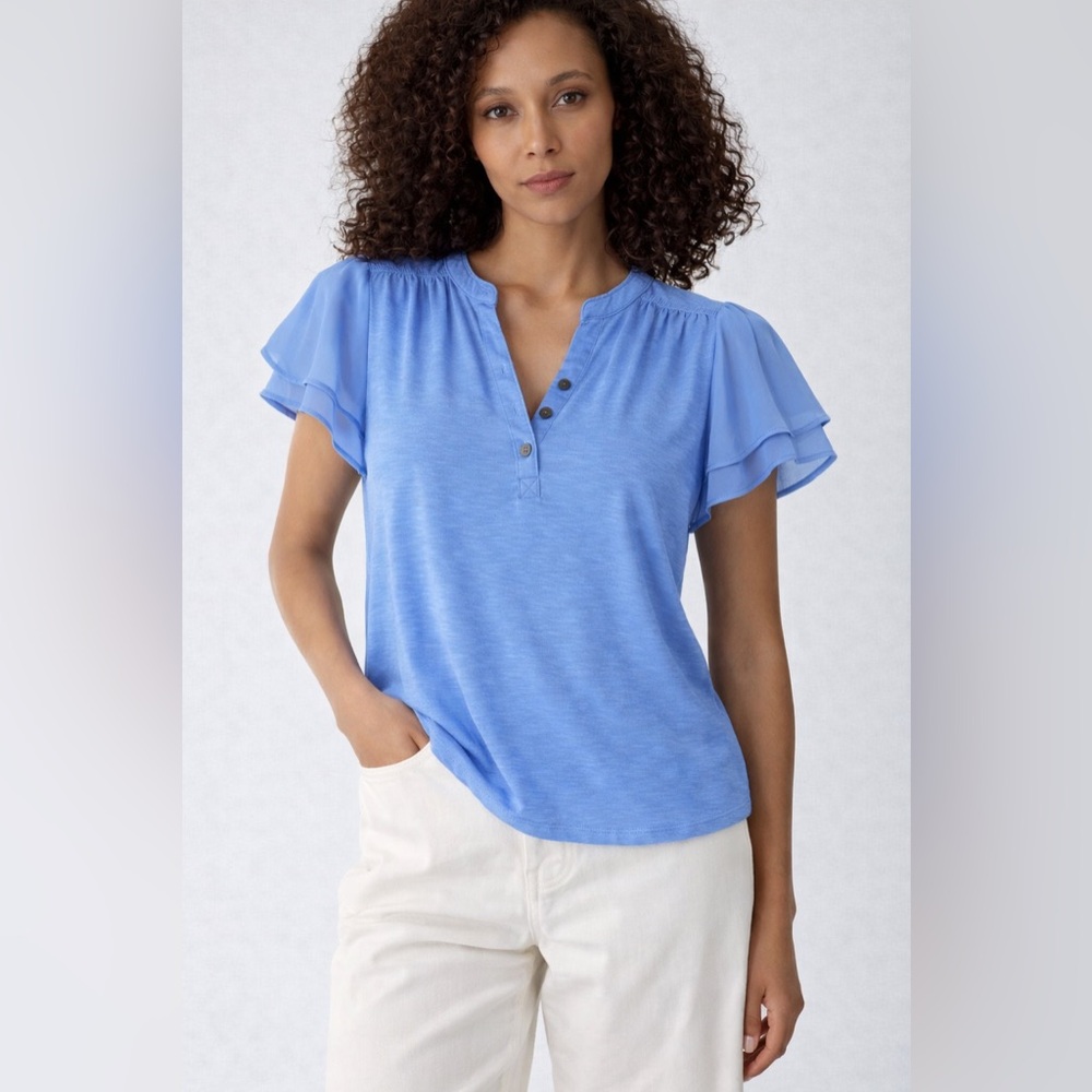 Style & Co. Lace Cap Sleeve Top | Blue | Size Small | Like New